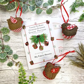 My Fabric Heaven Tweed Robin Sewing Pattern 6 cm Stuffed Soft Bird Christmas Ornament & Easy Photo-Tutorial Booklet. Free Post