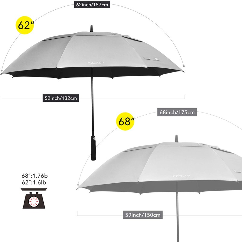 ZEKAR 62" & 68" Windproof Large Vented Canopy Golf Umbrella,