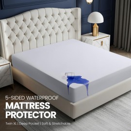 Utopia Bedding Waterproof 5-Sided Mattress Protector Twin XL Size, Premium Breathable Mattress Cover, Fitted Style with Stretchable Pockets (White)