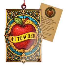 Teacher Ornament – Love Teach Inspire | Apple Classroom Decor – Teacher Appreciation Gift – Back to School End of Year – [Suncatcher Effect Window] – Car Hanging