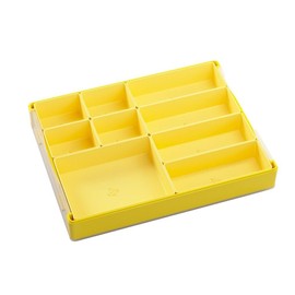 Token Silo Convertible | Almacena y organiza fichas de juegos de mesa | 9 bandejas extraíbles en 3 tamaños diferentes | Caja de fichas apilable | Diseño que ahorra espacio | Color amarillo | Hecho por