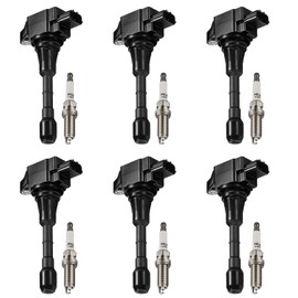 BDFHYK Ignition Coil Pack UF550 and Iridium Spark Plugs 1406 Compatible with Nissan Infiniti Maxima Murano Pathfinder Quest Altima Q50 QX60 FX35 2.5L 3.5L L4 V6 3.2L 3.6L V6, Sets of 6