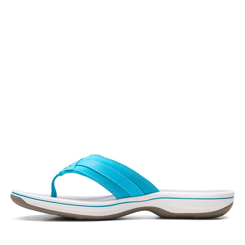 Clarks Clarks Women's Breeze Sea Flip-Flop, Aqua Synthetic, 6