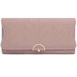 GOUNNU Women's Long Purse, Large Wallet for Women, PU Leather with 9 Card Slots, Long Purse, Women's Purse Large with Zip, Coin Compartment and Many Compartments, A-dark pink, Modern