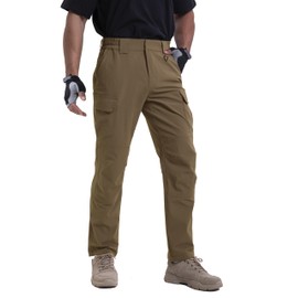 NATUVENIX Lightweight Mens Hiking Pants Quick Dry Travel Pants for Men Water Resistant Work Pants Men with Pockets Outdoor Darkkhaki