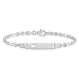 925 Sterling Silver ID Heart Love Chain Charm Bracelet
