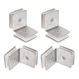 uxcell Stainless Steel 90 Degree Glass Clamp, 2pcs for 8-12mm Thickness Double Side Square Frameless Glass Corner Clamp Bracket Clip for Shower Door