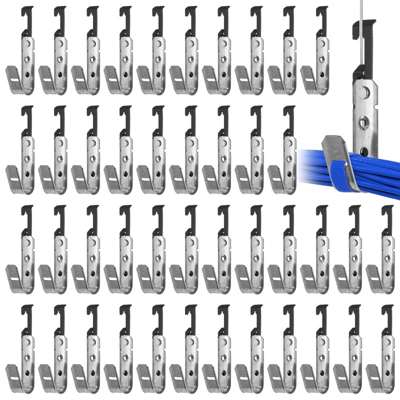 Toyosport 50 Pcs J Hooks for Hanging, 3/4-inch Cable Hangers