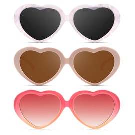 NSSIW Kids Polarized Sunglasses Heart-Sunglasses: Toddler Sun Glasses with UV Protection for Girls Youth Child 3Pack Age 3-12