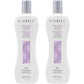 BioSilk para Perros Silk Therapy Whitening Shampoo  Shampoo para Perros Blancos para Mantener un Pelaje Limpio y Blanco, 12 Oz, Paquete de 2          