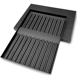 Frevoitna 10 Pairs Chopsticks Fibreglass Set Chopsticks Black Alloy 24 cm Chopsticks Chinese Dishwasher Safe Washable Non-Slip Chopsticks Sushi Japanese Chopsticks Cherry Blossom Pattern