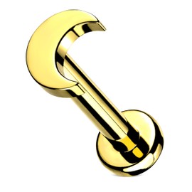 Stachelkleid Labret Piercing Titanium Moon Flat Base Flat Base Universal Hypoallergenic Man Woman Conch Cyber Dahlia Helix Ear Nose Septril Shark Snake Cartilage Lip, Titanium