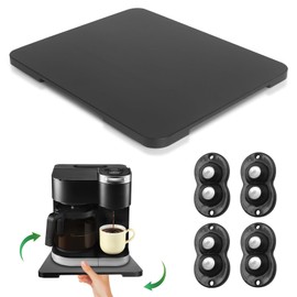Appliance Slider 360° Rolling Tray for Coffee Maker Bamboo Coffee Pot Slider Tray Countertop Rotation Sliding Tray with Wheels, Small Appliances Mat Easily from Under the Cabinet Black(13.9"×11.6")