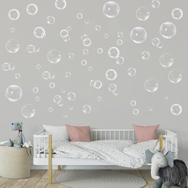 Calcomanía de pared transparente con burbujas para niños bajo el mar, decoración de fiesta de cumpleaños de color azul y blanco, decoración de fondo de océano, jabón de agua, decoración de baño para