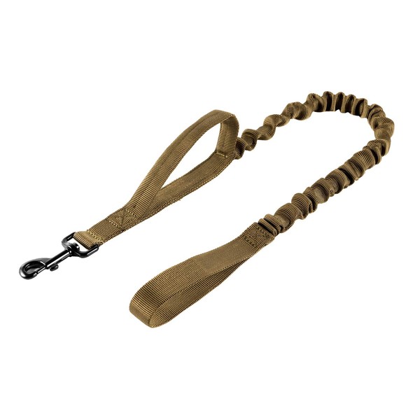 Bungee Dog Leash Tactical Dog Training Leash with 2 Control Handle Quick Release Nylon Leads Rope(Tan)