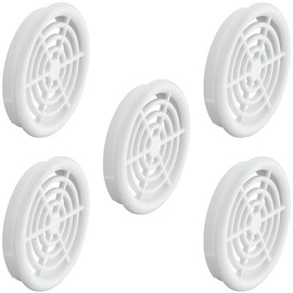 cyclingcolors 5x Ventilation Grille Exhaust Grille Outer Grille Round Total 48 mm Inner 43 mm Plastic Air Rosette Perforated Flat White