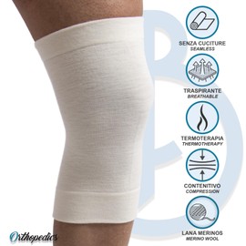 Beman 552 Orthopädische Kniebandage aus 80% Merinowolle, elastische Kniebandage für Arthrose, Kniebandage, Kniewärmer, Kniebandage (Weiß, 1)