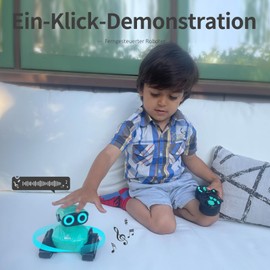 GILOBABY Robot Children, Remote Controlled Robot Toy, RC Robot with LED Eyes and Music, Children's Toy Gift for Boys Birthday from 3 Years (Blue)