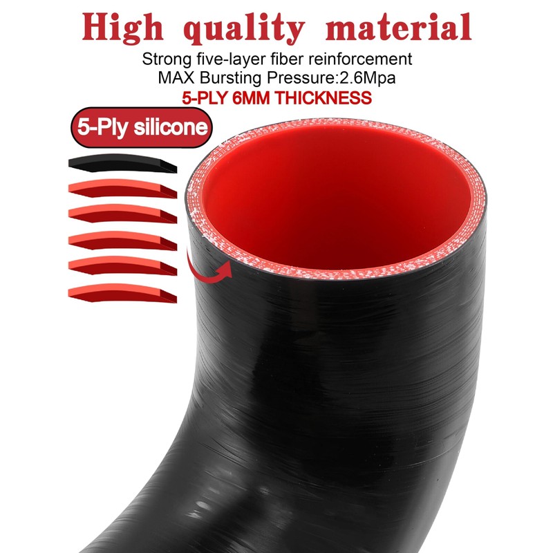 90 Degree Elbow Coupler ID 4 Inch 5-ply Silicone Hose&Clamp,3.5"Leg