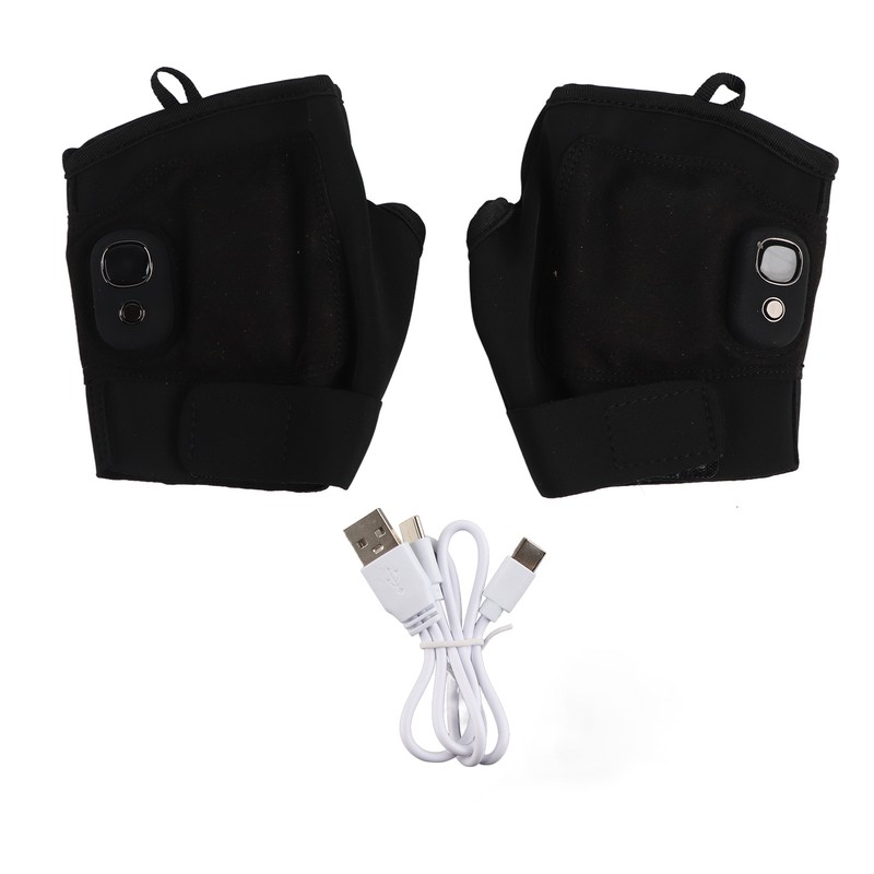 One Pair Heated Fingerless Gloves Polyurethane Fiber USB Non Slip