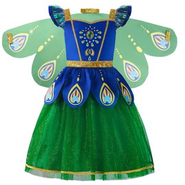 ReliBeauty Peacock Costume Children's Girls Carnival Costume Children's Peacock 110