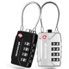 2 Pack TSA Approved Travel Luggage Locks, 4-Digit Metal Cable