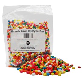 Mini Assorted Rainbow Hard Candy Stars 1 Pound - Star Shaped Candy For Ice Cream Topping Or Candy Buffets-Cupcake Topping