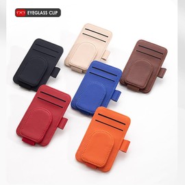 DURASIKO Car Glasses Holder with Pen Holder, Car Sun Visor Pocket, Car Glasses Clip, Small, Sunglasses, Glasses, Tickets, Cards, Pen, Storage Clip, Easy Installation, Convenient Goods, 2 Pieces, Black