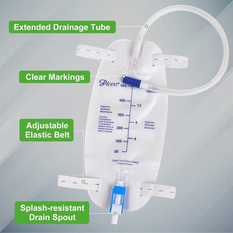 3 Pack Easy-Tap Catheter Leg Bag Urinary Drainage Bag, 500ml,