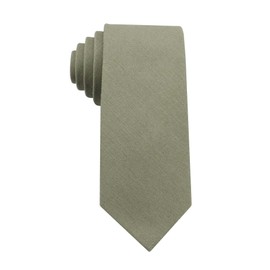 Mens Slim Width Color Linen Neckties - Standard and Extra Long Tie (Sage Green, Standard 58 ")