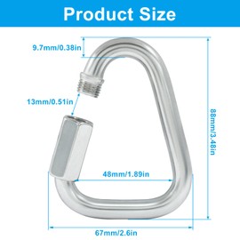 Zorveiio Delta Quick Links 3/8 Inch, 316 Stainless Steel Triangle Locking Quick Connector, M10 Durable Link Chain Heavy Duty Chain Connector - 2300lbs Capacity for Industrial(3.5 Inch)