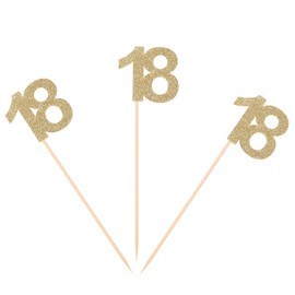 Pack of 10 Gold Glitter 18th Birthday Centerpiece Sticks Number 18 Table Topper Age Letter Decorations