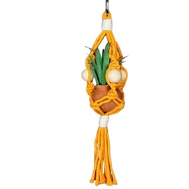 JODORA Minco Indio Micro Plant Hanger 100% Cotton Macrame Mini Boho Plant Holder, Handmade Bohemian Home Décor, Car Succulent Hanger, Key Chain (Gold)