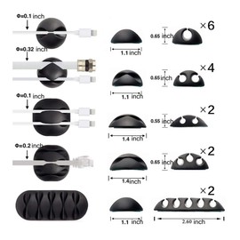 Timotech Organizador de Cables, Clips para Cables, Organizador de Cables Escritorio, Set de 30 Ataduras para Cables para Computadora, Electrodomésticos y Dispositivos Electrónicos y Escritorio.