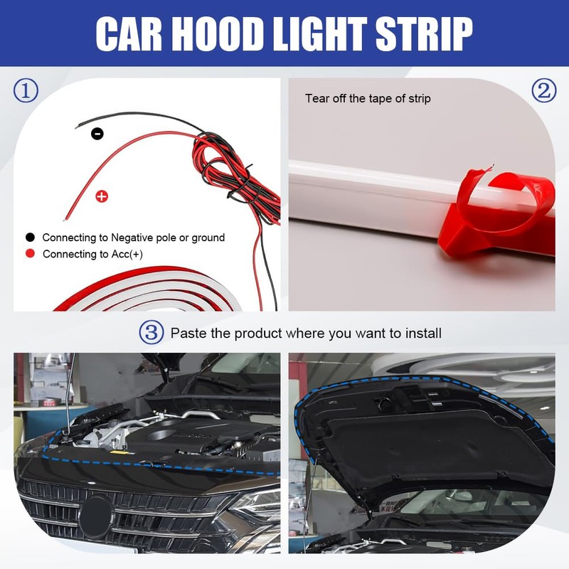 Tecledsn 79 Inch Car Hood Light Strip, Car Exterior Lights,