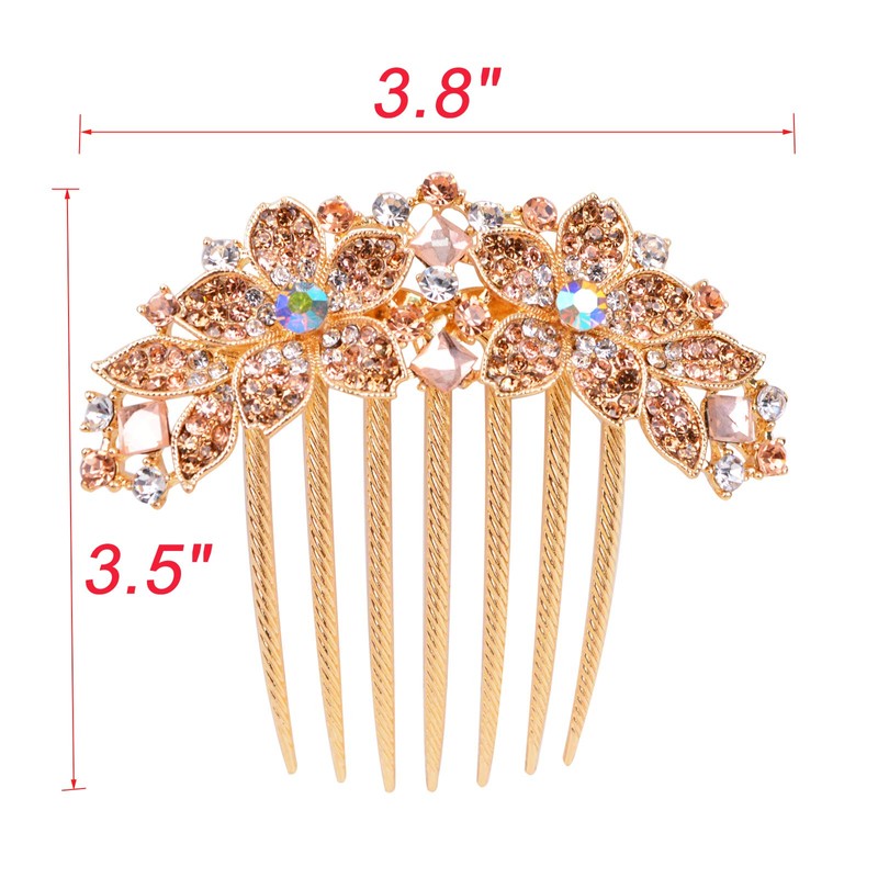Sankuwen Women Rhinestone Inlaid Flower Hair Comb Hairpin Barrette Accessory,Also