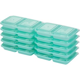 GoodCook BPA-Free Plastic Reusable Divided Snack Prep Containers, Blue (10 Sets)