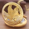 Realpoo Gold Hollowed Out Eagle Quartz Men's Pocket Watch, Arabic