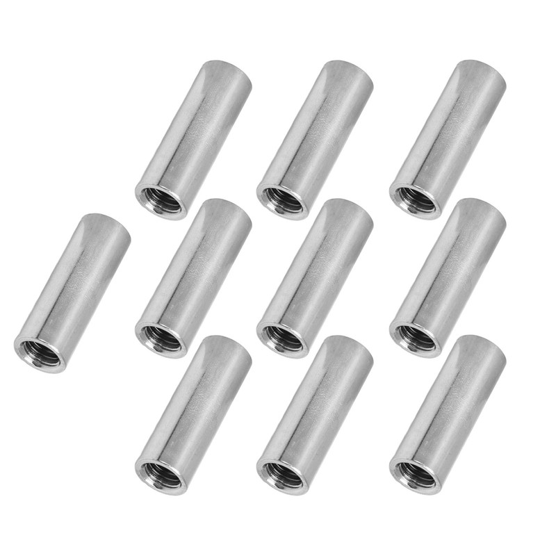 10Pcs Coupling Nut Female Thread Round Rod Connector 304 Stainless