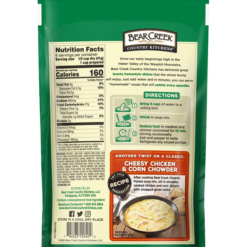 BEAR CREEK Bear Creek Soup Mix, Cheddar Potato, 11.5 Ounce