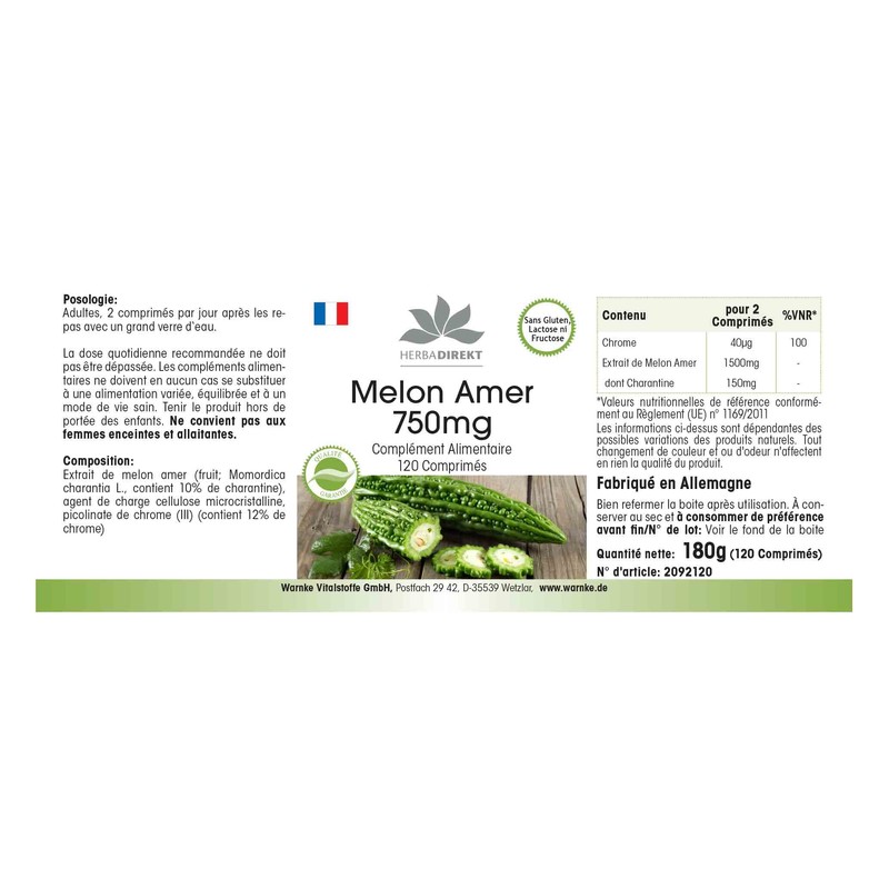 Bittermelon 750 mg - High Dose - Vegan - 120