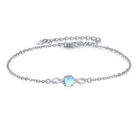 POPLYKE Paw Print/Moss Agate/Cross Bracelet, Sterling Silver, Adjustable Bracelet for Women, Jewellery for Mum, Silver Sterling Silver, Cubic Zirconia