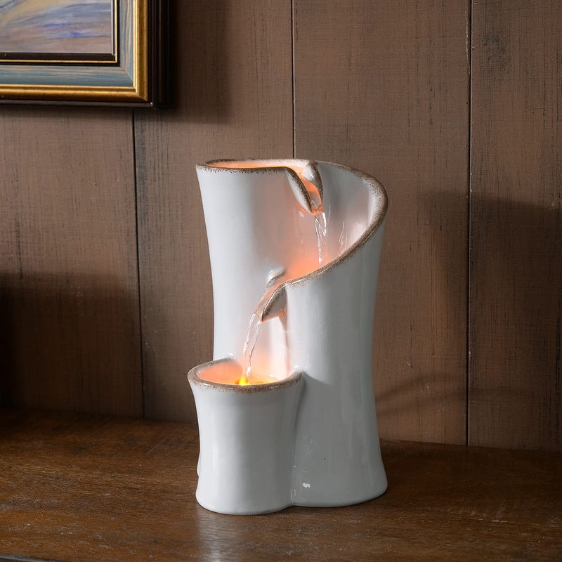 Haobos Indoor Water Fountain Imitation Ceramics Appearance Tabletop Fountain Relaxation