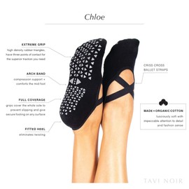 Tavi Noir Chloe Fashion Criss-Cross Grip Socks for Barre, Pilates and Yoga