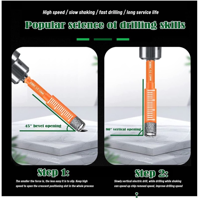 JOERIC Orange 1/4" Dry Diamond Drill Bit Set, 10 PCS