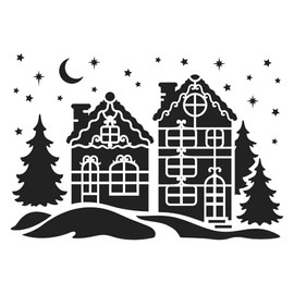 Ideen mit Herz Laser Plastic Stencil, DIN A4, Perfect for Textile Design, Wall Design, Windows, Paper, Scrapbooking, Children, Crafts, DIY (Winter Village)