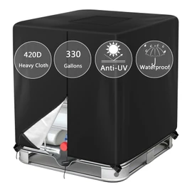330 Gallon IBC Tote Cover Barlic 420D With Zipper for 1000L Outdoor dustproof Tote Cover Protective Cover Black