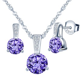 Yumilok Women's Necklace Earrings Jewellery Set Women's Necklace and Earrings 925 Sterling Silver with Zirconia Gifts for Women Girlfriend Mum, Sterling Silver Sterling Silver Zirconia, Cubic Zirconia