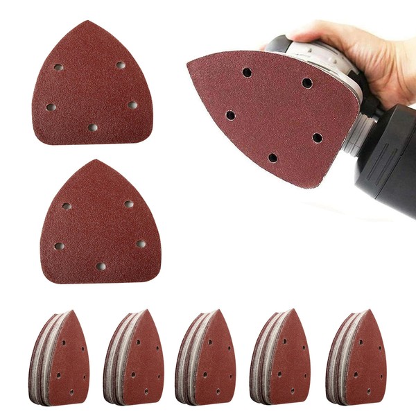 50pcs Sanding Pads,Sander Pads,Mouse Sander Pads,Triangle Sandpaper 40/80/120/180/240,Suitable For Electric Sanders, Ideal For Sanding And Polishing Random Orbital Sanders,Easy To Use, Anti Clogging
