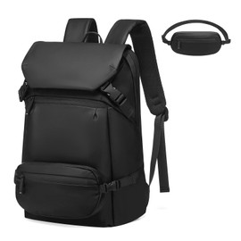 SUIKIHUM 2 in 1 Travel Backpack, Lightweight Fit in 15" Laptop Backpack with Removable Belt Bag, Waterproof Day Trip Bag, Black